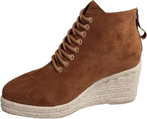 Women's Wedge Shoes Wide Calf Casual Short Boots Heel Zipper Short Mid Calf Boots Casual Boots for Women Mid Calf