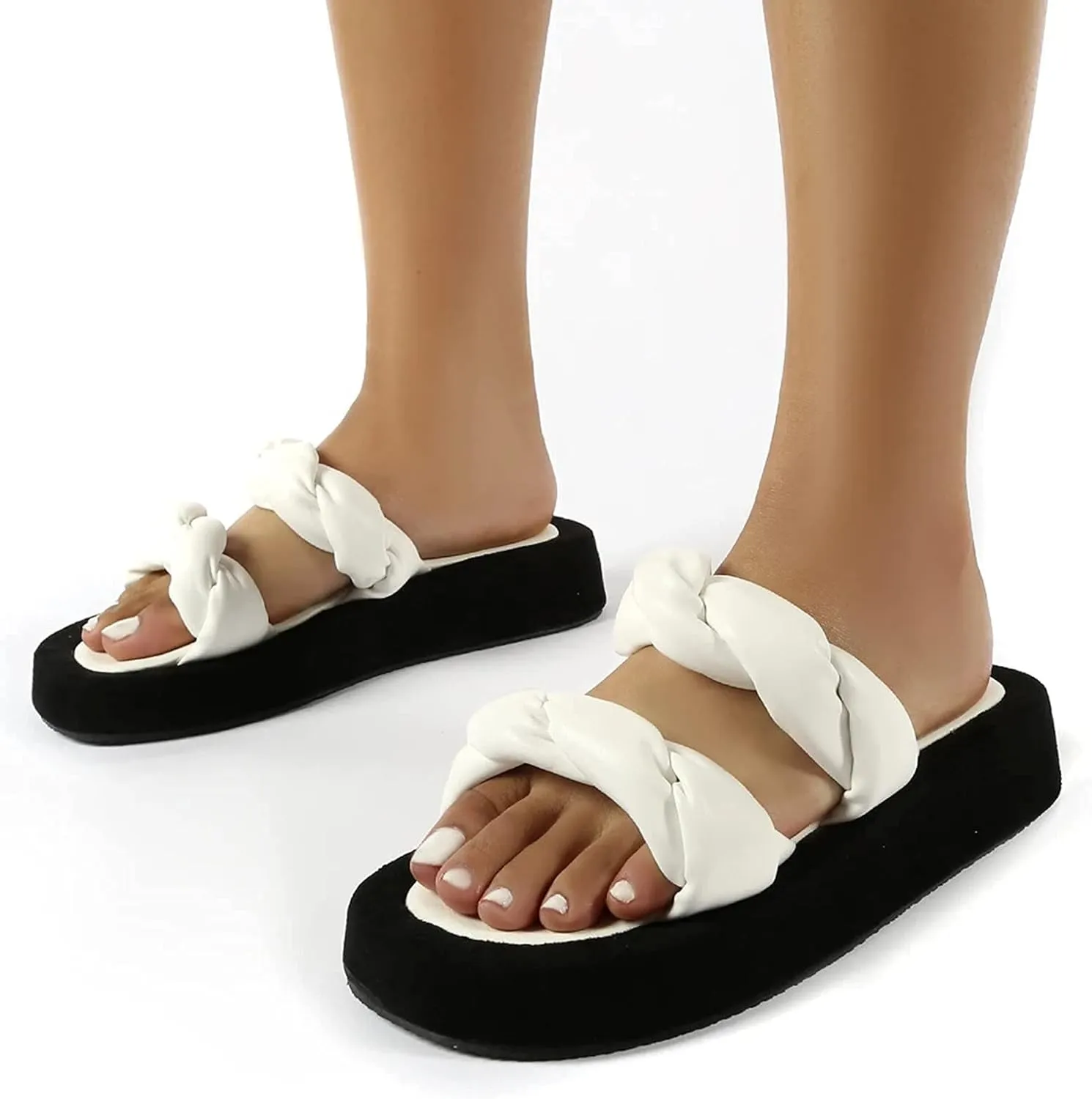 ZBYY Sandals for Women Flat,Comfy Open Toe Platform Sandal Shoes Summer Beach Travel Fashion Ladies Slipper Flip Flops