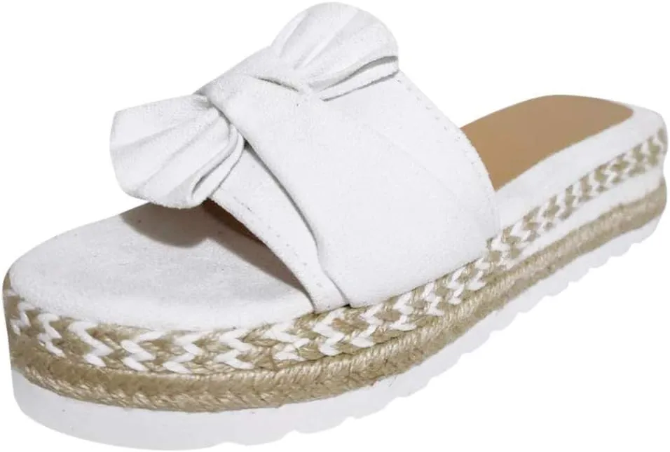 ZBYY Womens Open Toe Sandals Summer Bowknot Platform Sandal Slip On Beach Travel Fashion Dress Slipper Shoes