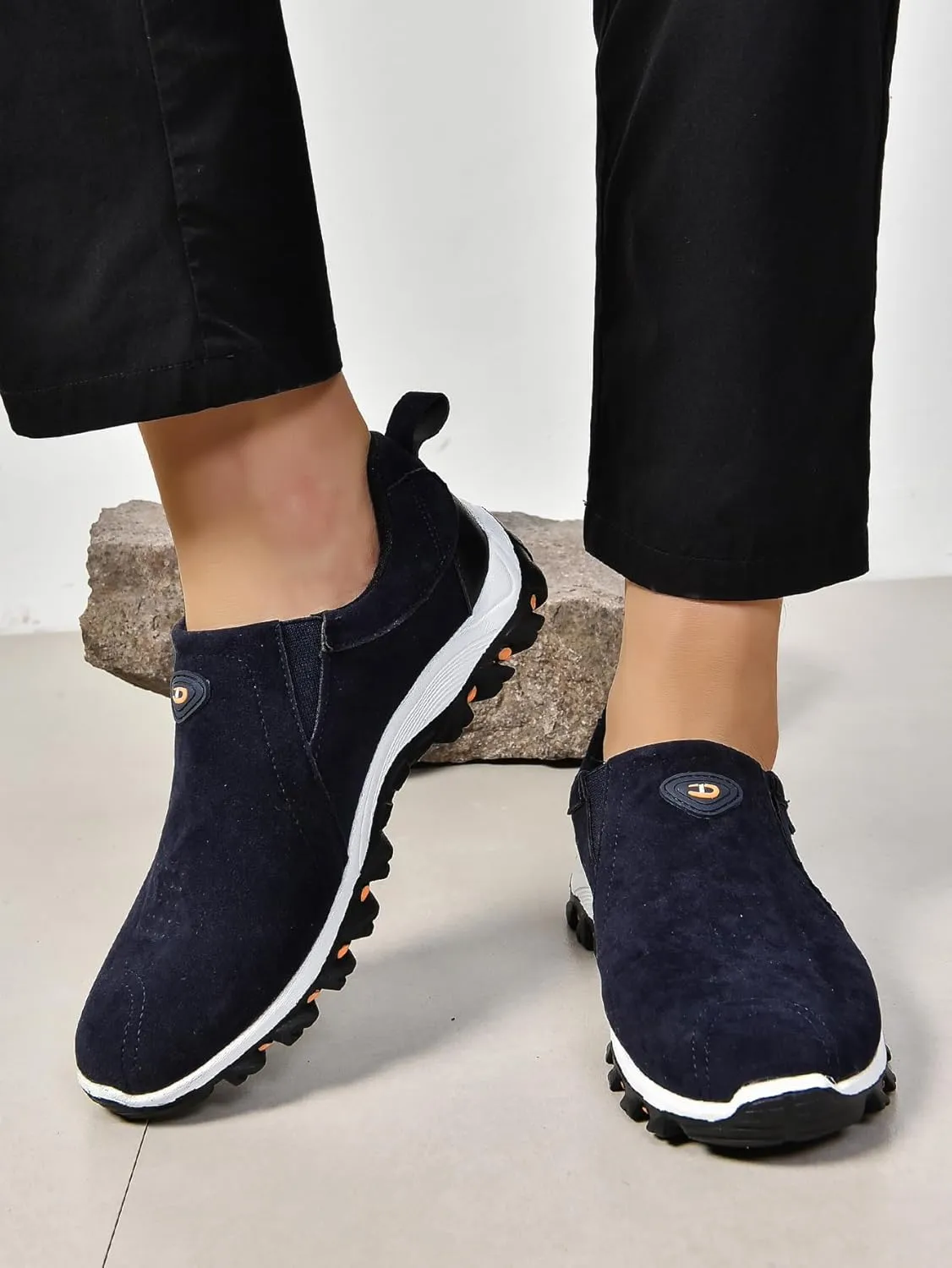 ZDLJYL Men's Suede Slip On Waterproof Anti-Slip Lightweight Orthopedic Fashion Loafers,Casual Breathable Low-top Safety Sneakers Walking Boat Shoe