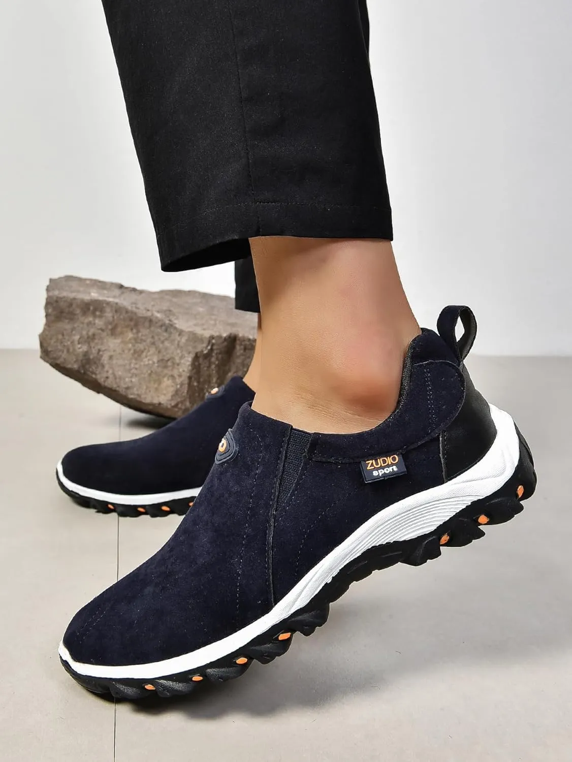 ZDLJYL Men's Suede Slip On Waterproof Anti-Slip Lightweight Orthopedic Fashion Loafers,Casual Breathable Low-top Safety Sneakers Walking Boat Shoe