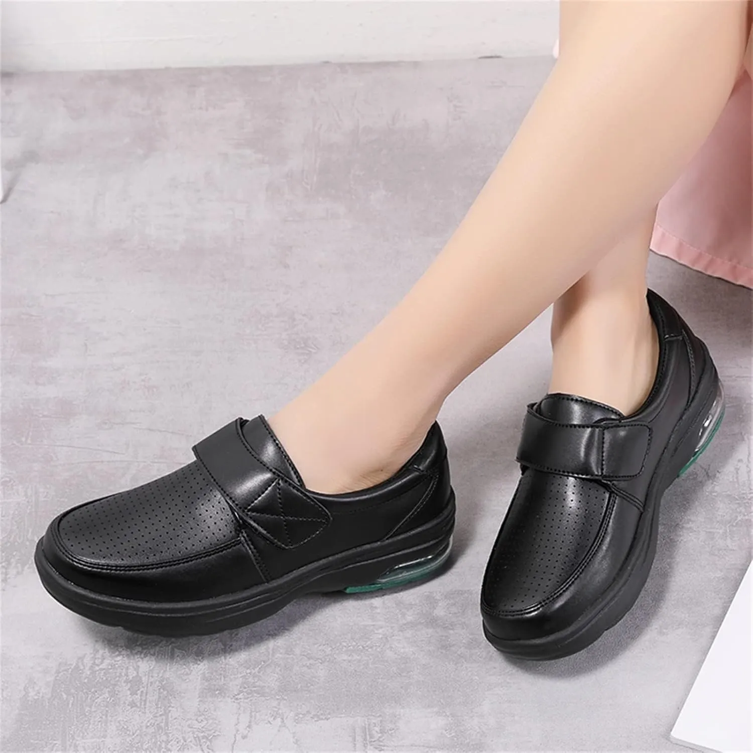 ZWRXW Women's Healthcare Nursing Shoes Faux Leather Non-Slip Lightweight Comfortable Nurse Shoe Restaurant Waterproof Work Shoes Healthy Footwear Casual Walking Sneakers,Unisex