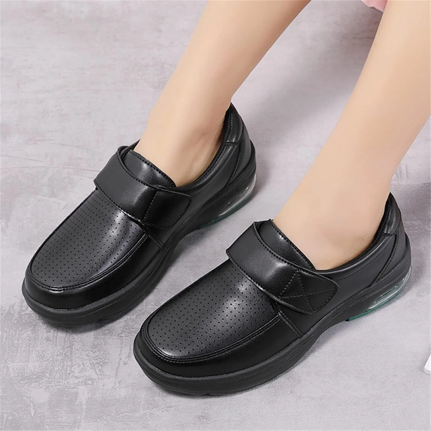 ZWRXW Women's Healthcare Nursing Shoes Faux Leather Non-Slip Lightweight Comfortable Nurse Shoe Restaurant Waterproof Work Shoes Healthy Footwear Casual Walking Sneakers,Unisex